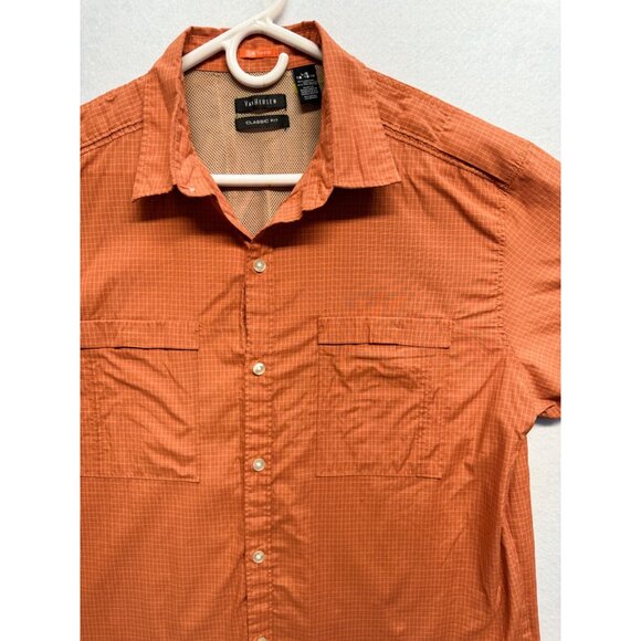 Men’s Van Heusen Burnt Orange Classic Fit Traveler Short Sleeve Button Up Size L - Picture 2 of 8